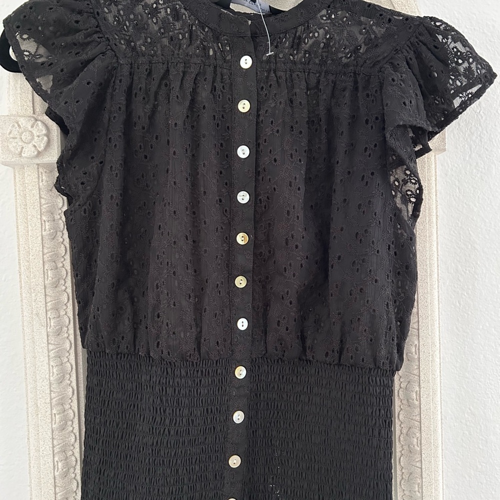 Velvet Heart Black Eyelet Blouse NWT SMALL